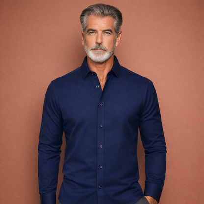 Classic men's shirt with long sleeves and Kent collar for formal and business outfits | Pieter