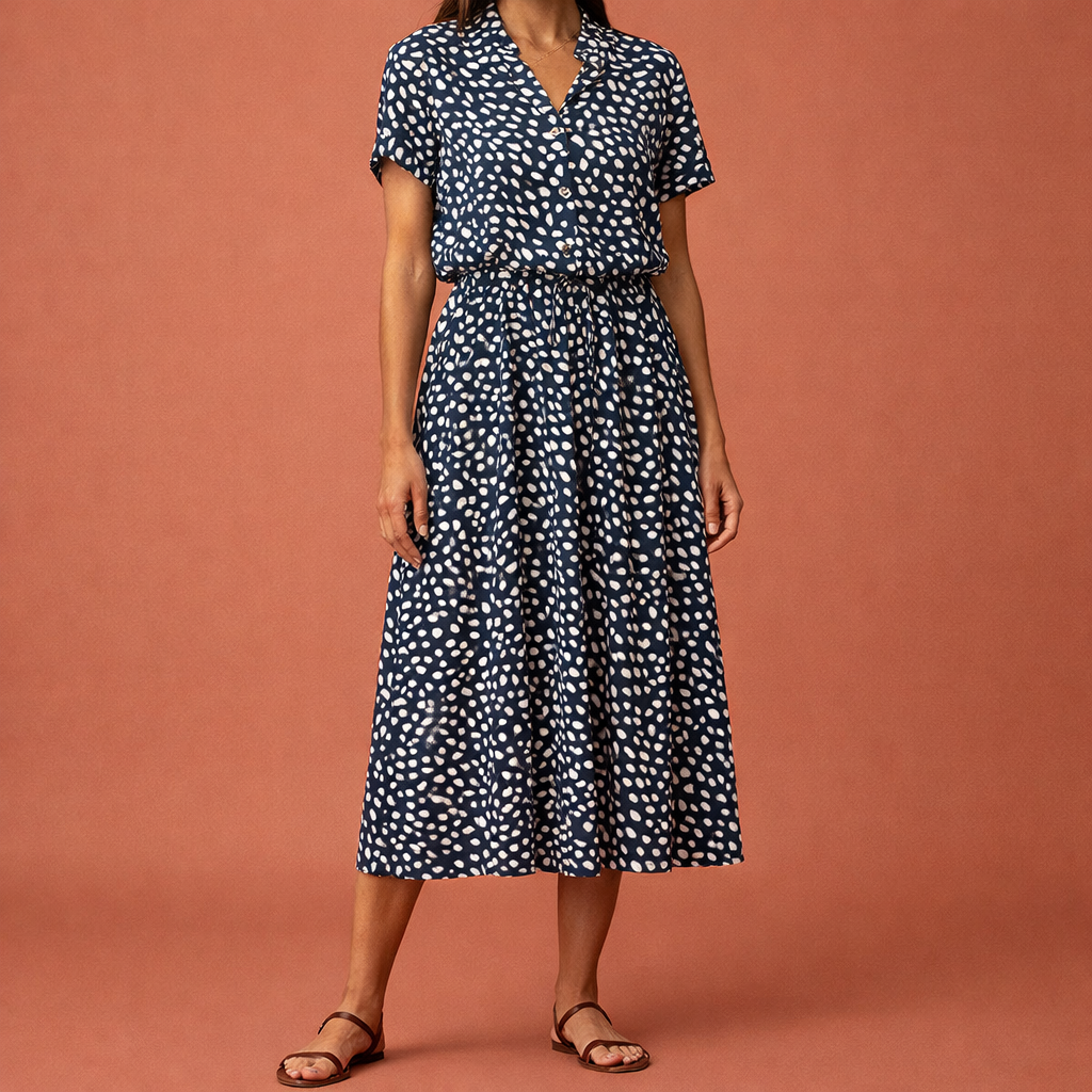 Midi summer dress with print for women | Selena