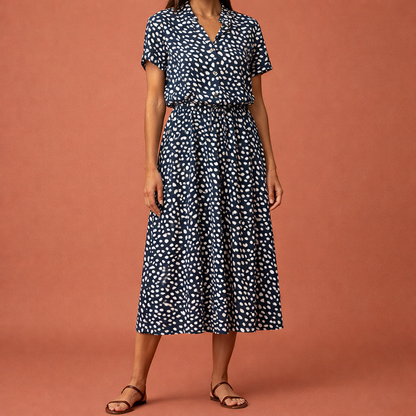 Midi summer dress with print for women | Selena