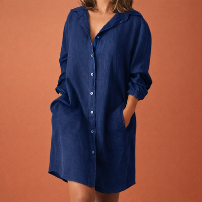 Women's Shirt Dress with Collar and Button Closure | Rosa