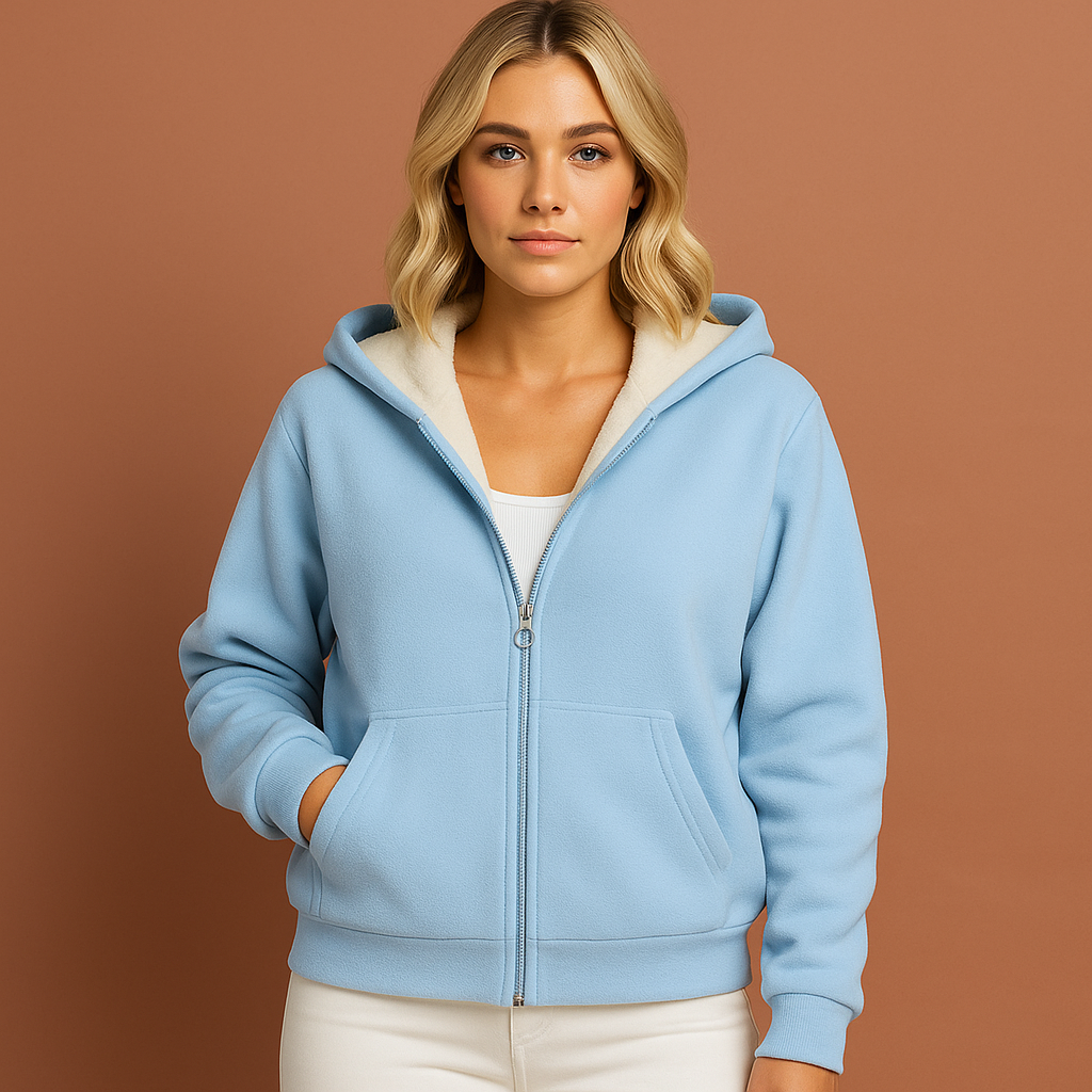 Warm fleece hoodie with hood for women | Saskia