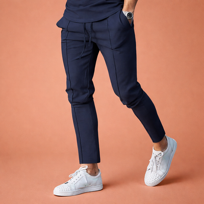 Casual men's pants with elastic waist and straight legs | Martijn