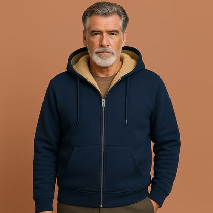 Warm fleece sweater with fur lining for men | Daan
