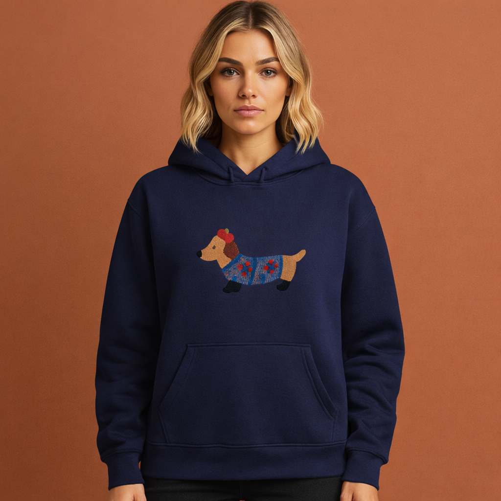 Oversized hoodie with embroidered dachshund for women | Sandy