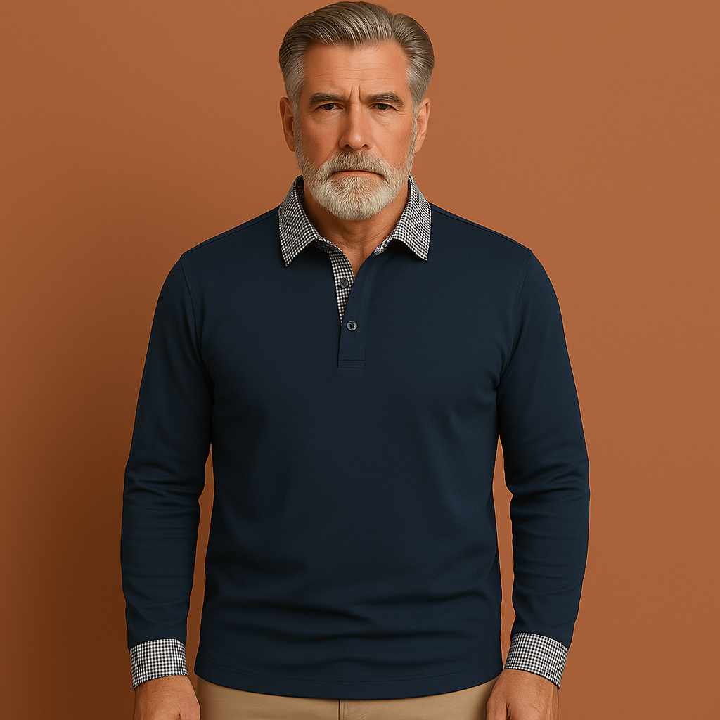Long Sleeve Polo with Contrasting Details for Men | Diederik