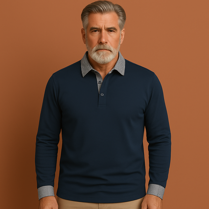 Long Sleeve Polo with Contrasting Details for Men | Diederik