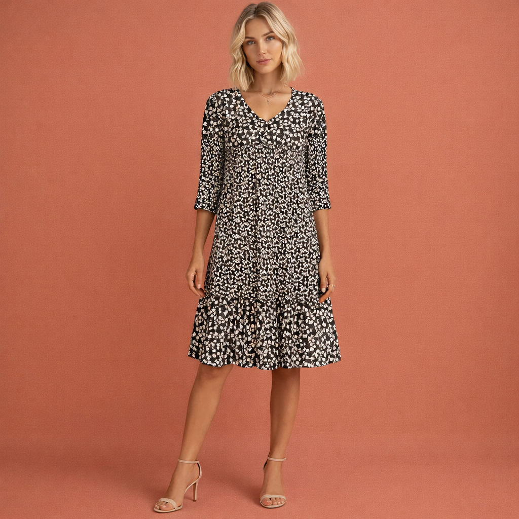 Printed Dress with Three-Quarter Sleeves for Women | Luna