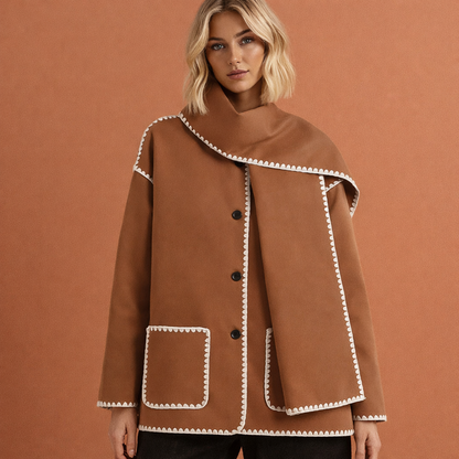 Elegant spacious coat with matching scarf for women | Amilia