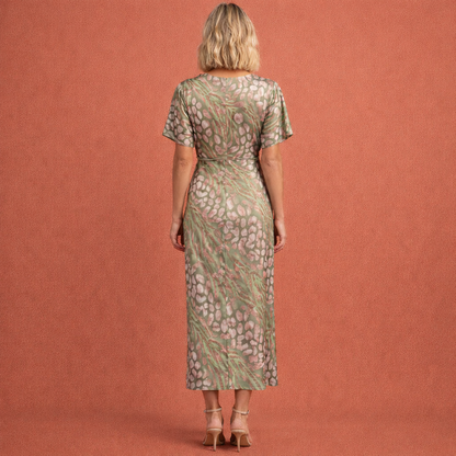 Maxi ankle-length dress with V-neck for women | Everly