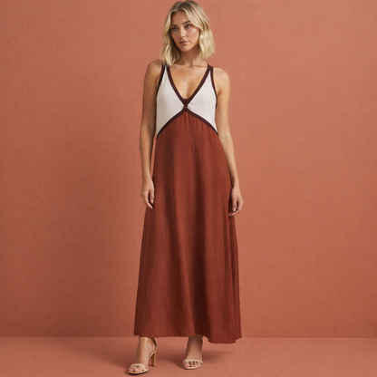 Long Sleeveless Dress with V-Neck for Women | Celeste