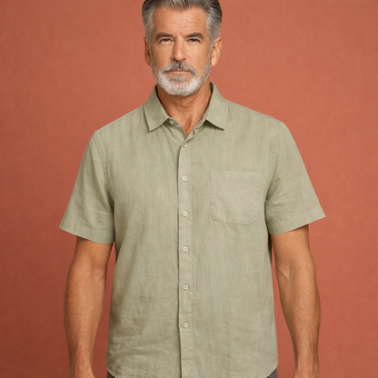 Casual linen summer shirt with short sleeves for men | Tobias