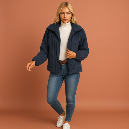 Long fleece vest with collar for women | Lotte