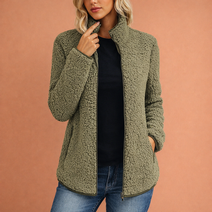 Comfortable fleece vest with high collar and zipper for women | Anouk