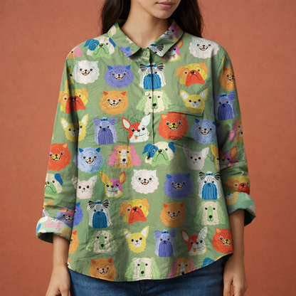 Ladies' blouse with floral print and button detail | Mirena