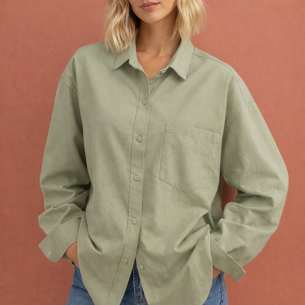 Oversized blouse with classic collar for women | Dania