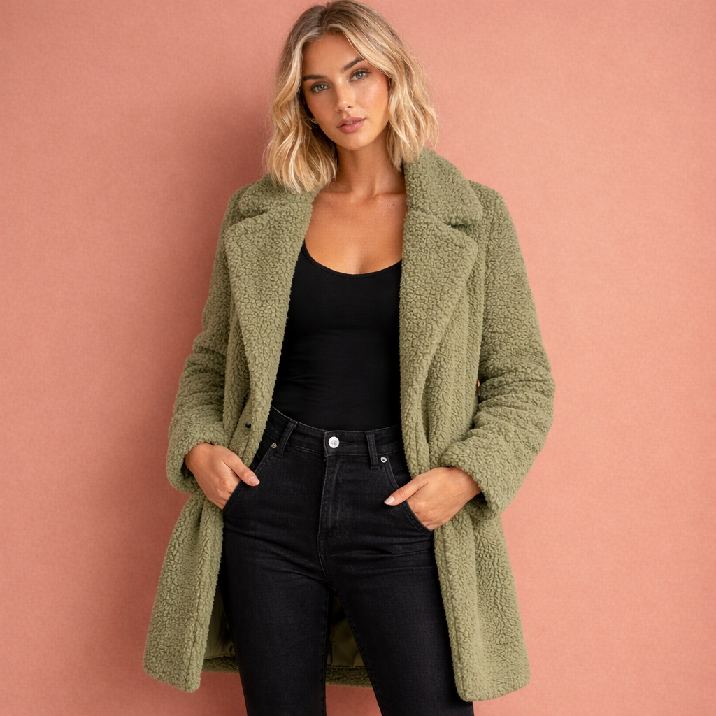 Stylish Long Coat for Women with Wide Lapels | Renske