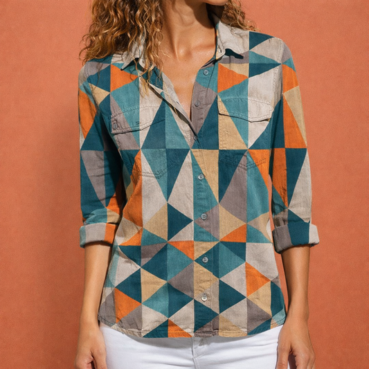 Ladies blouse with geometric pattern and collar for women | Nova