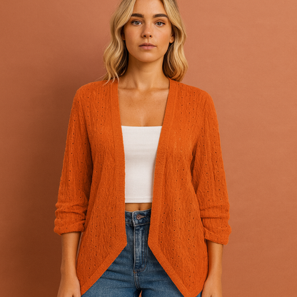 Lightweight Crocheted Cardigan with Open Front for Women | Yara