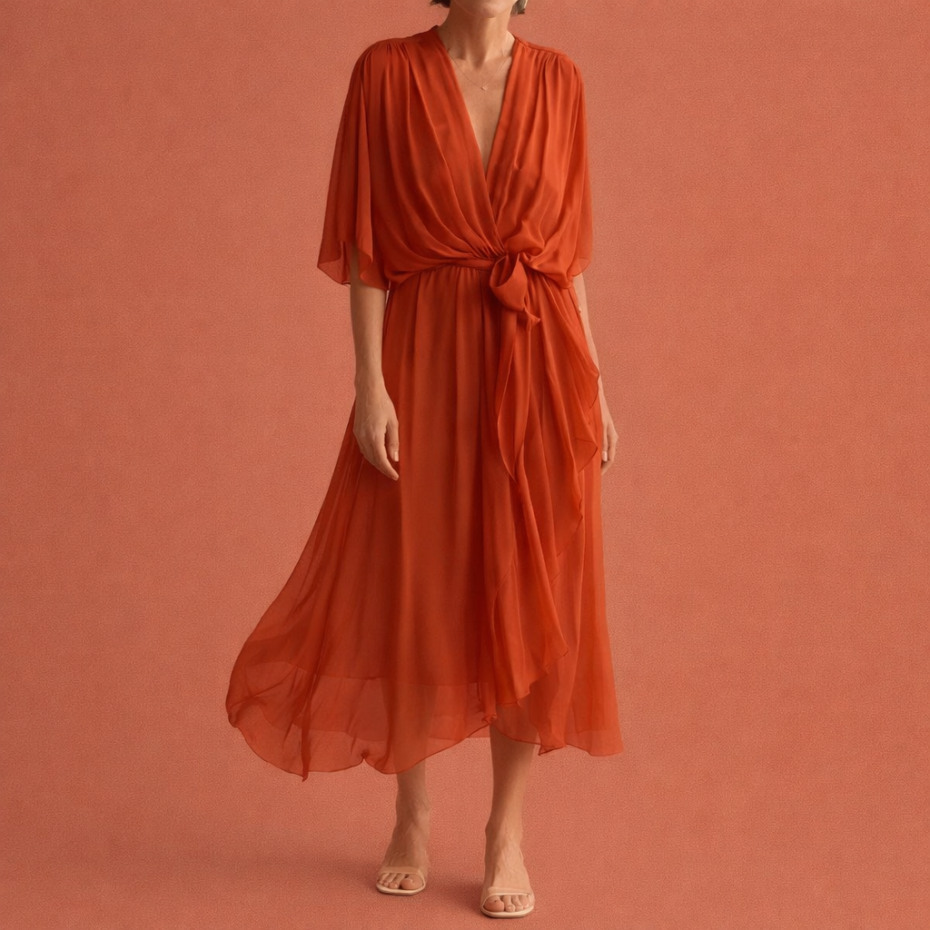 Elegant maxi dress with V-neck and flattering fit for women | Amara