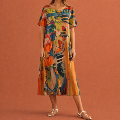 Midi casual summer dress for women with elegant fit | Mara