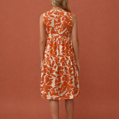 Midi summer dress with V-neck for women | Saar