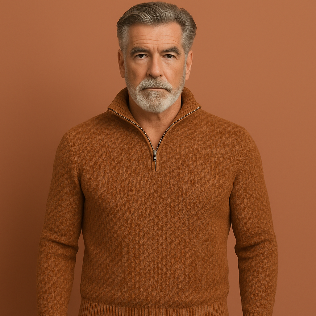 Modern half zip knitted sweater for men | Brett