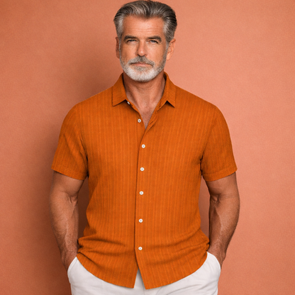 Summer shirt with subtle vertical stripe pattern for men | Daan