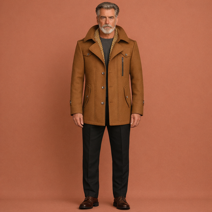 Classic Long Men's Coat with Collar | Victor