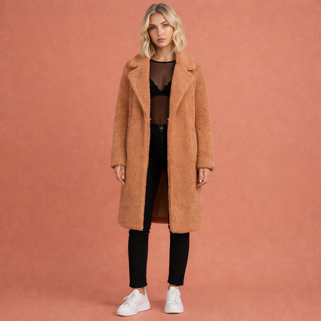 Stylish Long Coat for Women with Wide Lapels | Renske