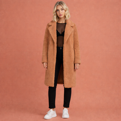 Stylish Long Coat for Women with Wide Lapels | Renske