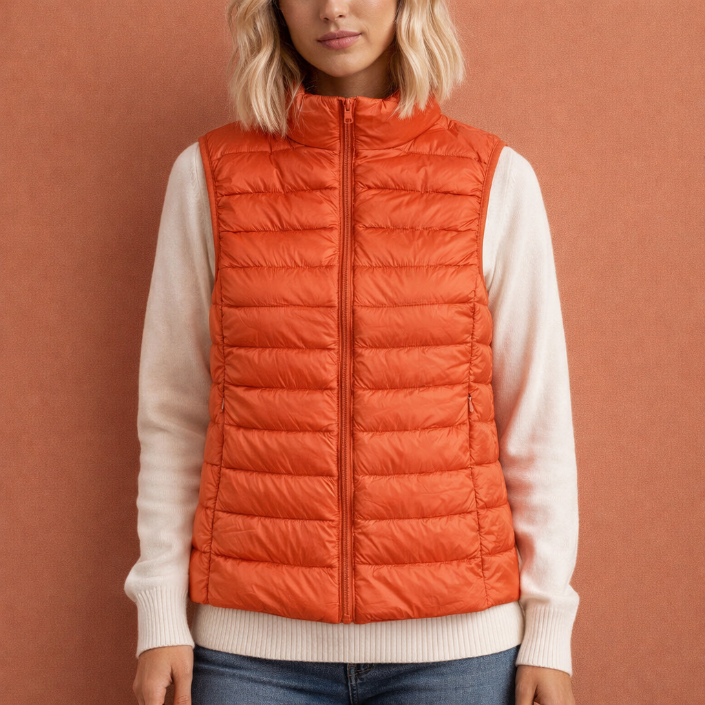 Warm sleeveless winter gilet for women with zipper | Iris