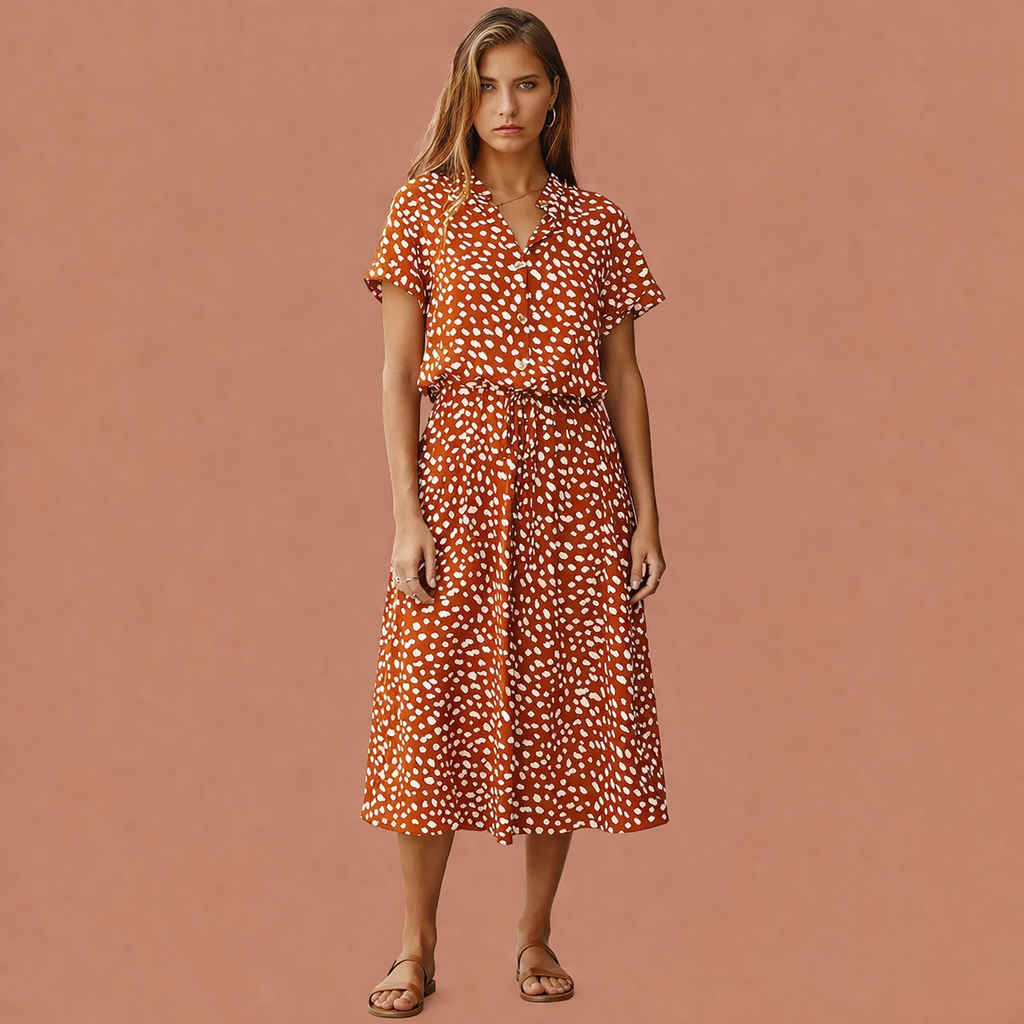 Midi summer dress with print for women | Selena
