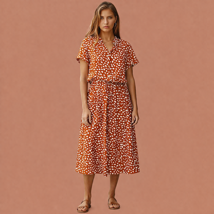 Midi summer dress with print for women | Selena