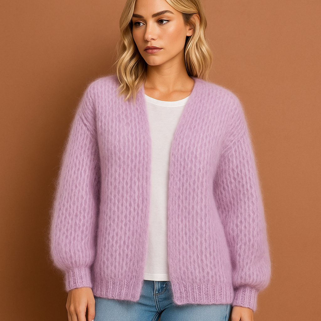 Knit Women's Cardigan with Long Sleeves in Korean Style | Elin
