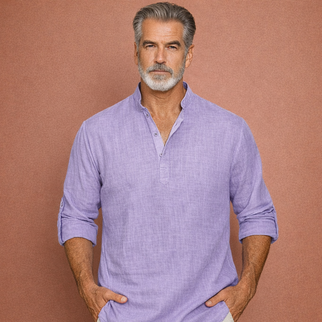 Casual men's Henley shirt with button closure | Tijn