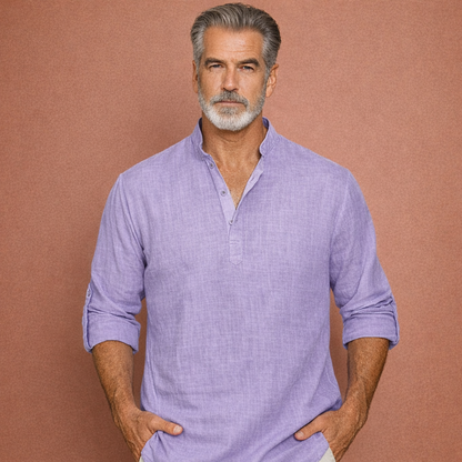Casual men's Henley shirt with button closure | Tijn
