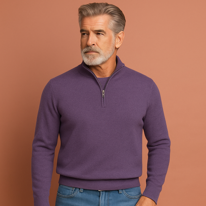 Stylish V-neck sweater with zipper for men | Tobias