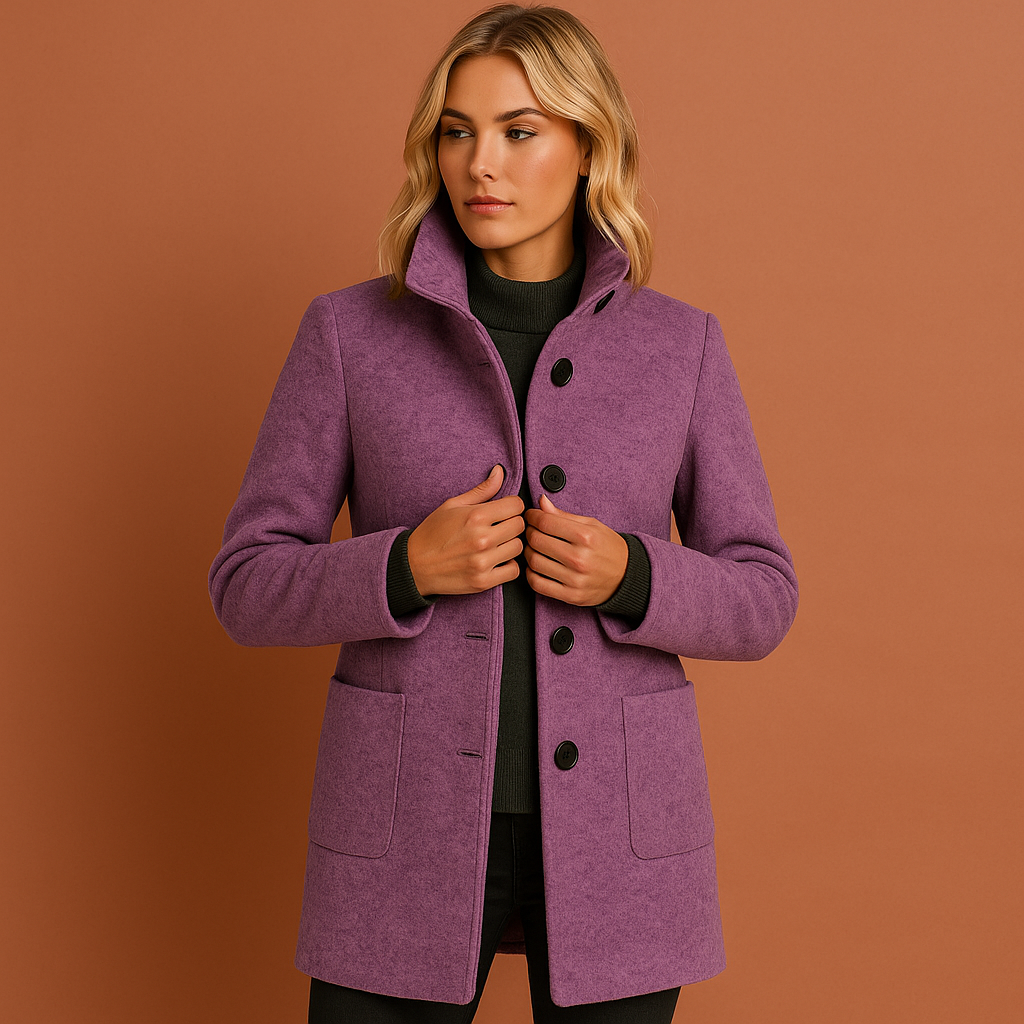 Elegant long coat for women with buttons | Isabella