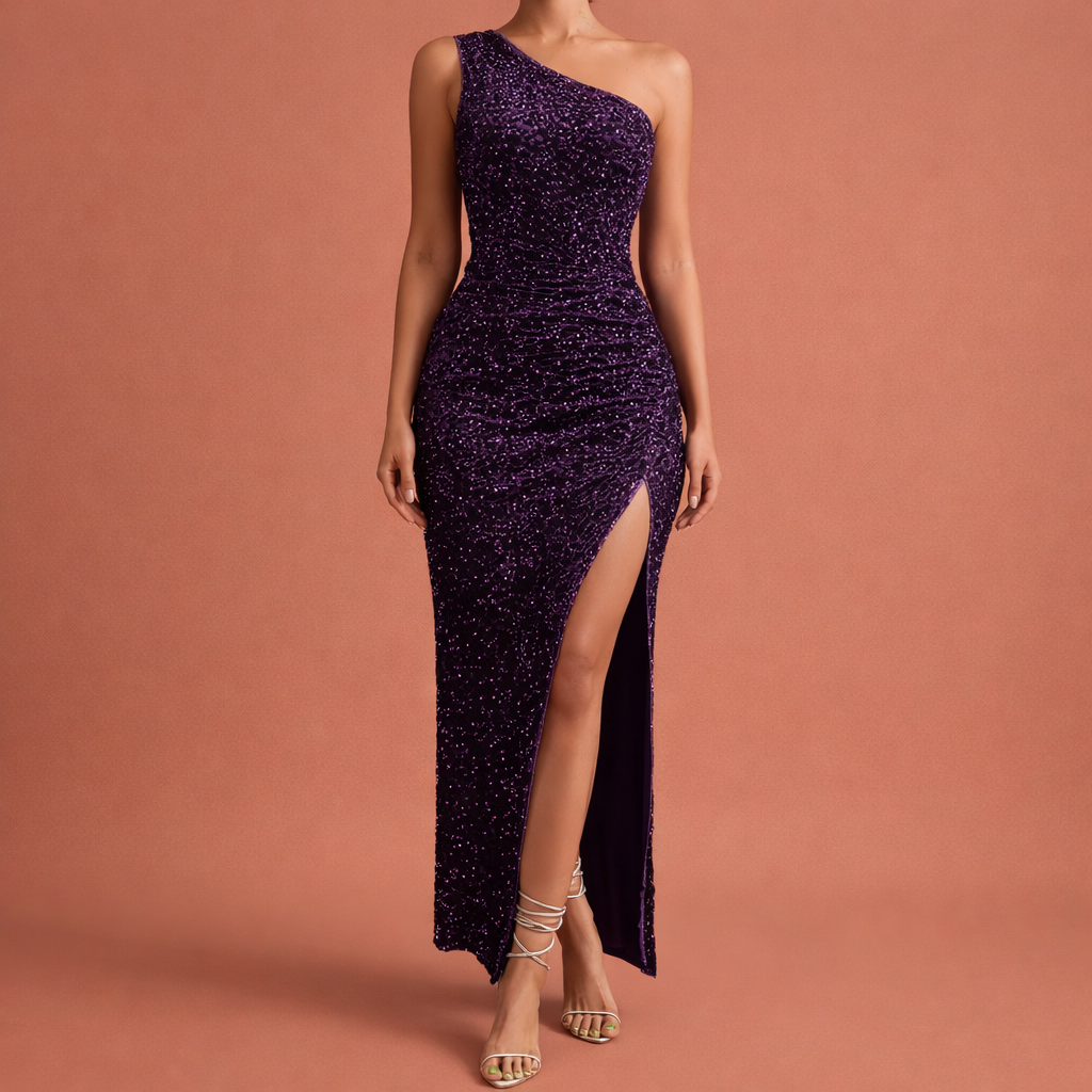Maxi bodycon dress with sequin shoulder for women | Elianne