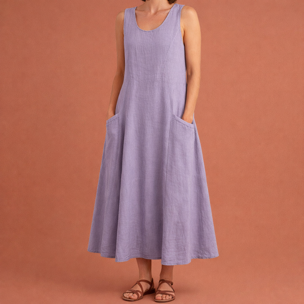Light maxi A-line summer dress with pockets for women | Nora