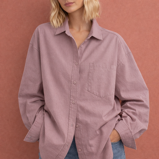 Oversized blouse with classic collar for women | Dania