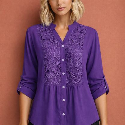 Ladies' Tunic Blouse with Lace Details and Button Closure | Mila