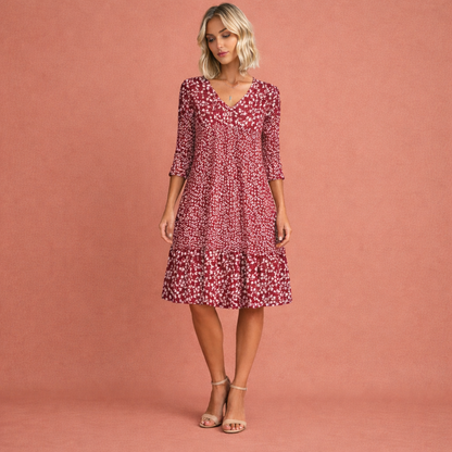 Printed Dress with Three-Quarter Sleeves for Women | Luna
