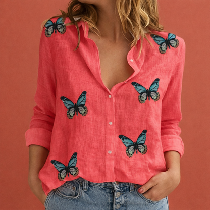 Ladies blouse with collar and polka dot pattern for everyday use | Luna