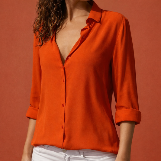 Satin Women's Blouse with Collar and Button Closure | Danira