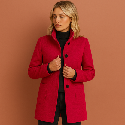 Elegant long coat for women with buttons | Isabella