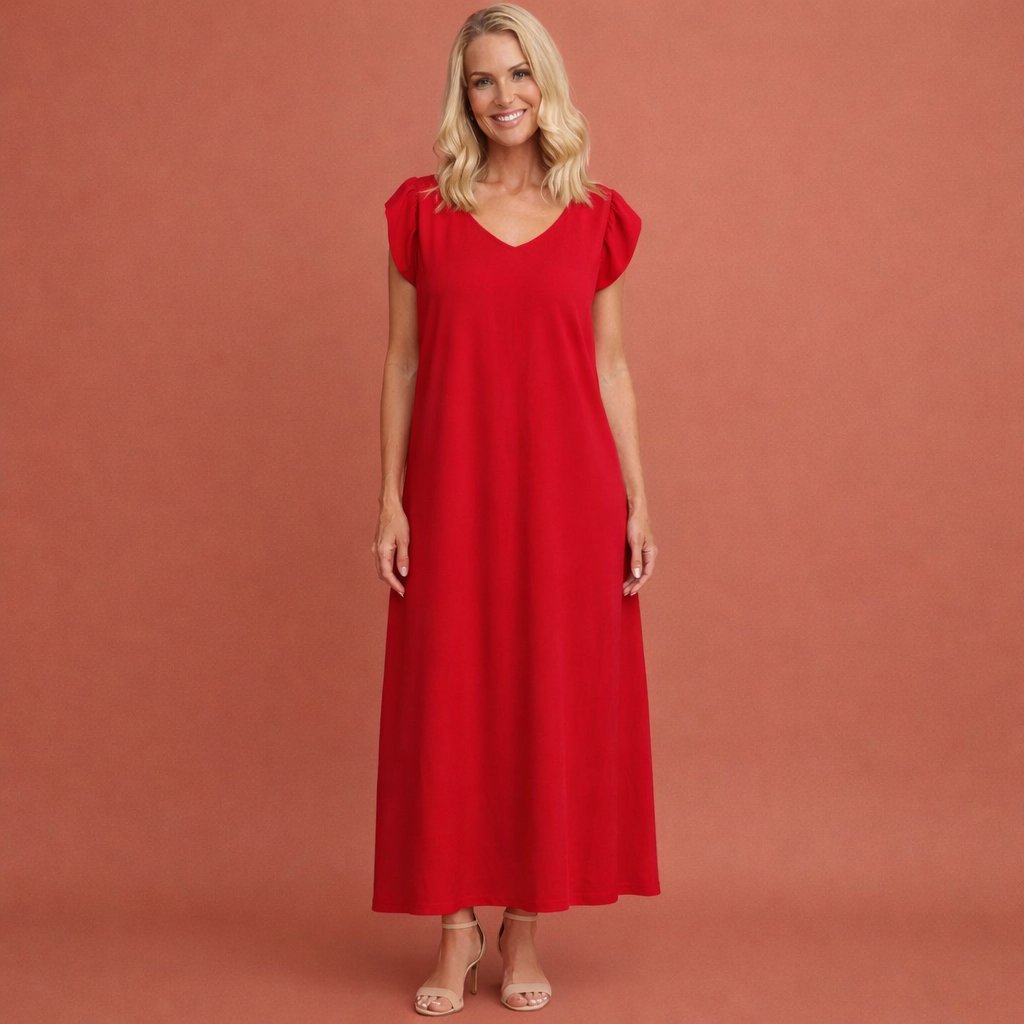 Maxi dress with V-neck and animal print for women | Lieke-Marie