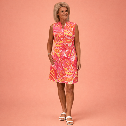 Sleeveless Midi Dress with V-Neck and Print for Women | Camilla
