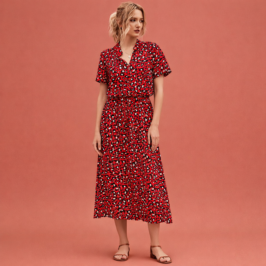 Midi summer dress with print for women | Selena
