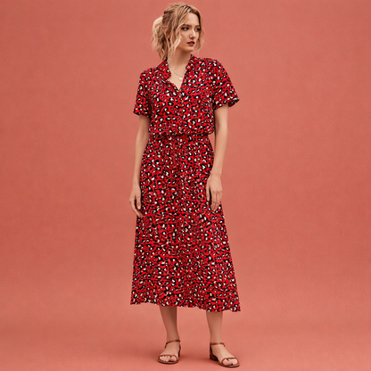 Midi summer dress with print for women | Selena